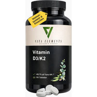 Produktbild von Vita Elements Vitamin D3/K2 Tabletten ohne Zusatzstoffe 180 Stück