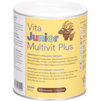 Produktbild von Vita Junior Multivit Plus Schoko Pulver für Kinder vegetarisch zuckerfrei und glutenfrei
