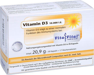 Vita Vital Vitamin D3 10.000 IE Kapseln 50 Stück – Bild 1 von 1