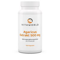 Produktbild von Vita World Agaricus Extrakt 500 mg Kapseln vegan glutenfrei laktosefrei 100 Stück