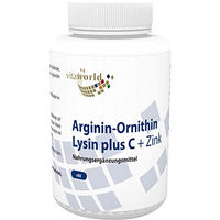 Produktbild von Vita World Arginin Ornithin Lysin mit Vitamin C und Zink Kapseln, 60 Stück