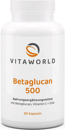 Vita World Beta-Glucan 500 mg Kapseln mit Vitamin C und Zink, 90 Kapseln, vegan – Bild 1 von 1