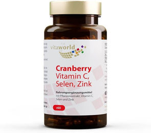 Vita World Cranberry mit Vitamin C, Selen und Zink Kapseln vegan 60 Stück – Bild 1 von 1