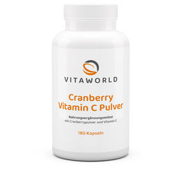 Vita World Cranberry plus C mit Ascorbinsäure 400 mg Kapseln 180 Stück vegan glutenfrei laktosefrei für Erwachsene – Bild 1 von 1