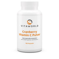 Produktbild von Vita World Cranberry plus C mit Ascorbinsäure 400 mg Kapseln 180 Stück vegan glutenfrei laktosefrei für Erwachsene