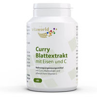 Produktbild von Vita World Curry Blattextrakt mit Eisen und Vitamin C vegan Kapseln 90 Stück