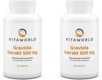 Vita-World Graviola Extrakt 500 mg Kapseln vegan und ohne Zusatzstoffe 120 Stück – Bild 1 von 1