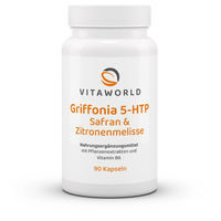 Produktbild von Vita World Griffonia 5-HTP Safran und Zitronenmelisse Kräuter-Komplex mit Vitamin B6 vegan 90 Kapseln