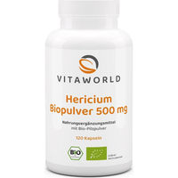 Produktbild von Vita World Hericium Biopulver Kapseln vegan 120 Stück