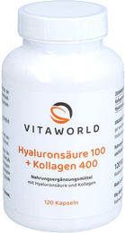 Vita World Hyaluronsäure 100 und Kollagen 400 Kapseln vegetarisch 120 Stück – Bild 1 von 1