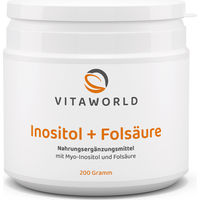 Produktbild von Vita World Inositol und Folsäure Pulver vegan glutenfrei laktosefrei 200 g für Erwachsene