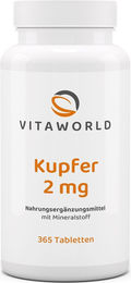 Vita World Kupfer 2 mg Tabletten 365 Stück vegan – Bild 1 von 1