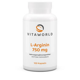Vita World L-Arginin 750 mg Kapseln vegan glutenfrei laktosefrei 100 Stück – Bild 1 von 1