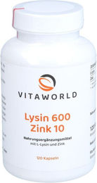 Vita World L-Lysin 600 mg und Zink 10 mg Kapseln 120 Stück vegan – Bild 1 von 1
