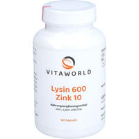 Produktbild von Vita World L-Lysin 600 mg und Zink 10 mg Kapseln 120 Stück vegan