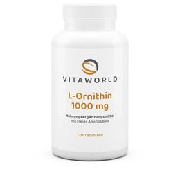 Vita World L-Ornithin 1000 mg Tabletten vegan glutenfrei laktosefrei 120 Stück – Bild 1 von 2