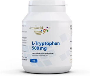 Vita World L-Tryptophan 500 mg Kapseln 90 Stück vegan vegetarisch glutenfrei laktosefrei ohne Zusatzstoffe – Bild 1 von 1