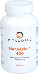 Vita World Magnesium 400 Kapseln 120 Stück vegan vegetarisch glutenfrei laktosefrei ohne Zusatzstoffe – Bild 1 von 1