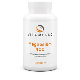 Vita World Magnesium 400 Kapseln 120 Stück vegan glutenfrei laktosefrei für Erwachsene – Bild 1 von 1