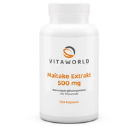 Produktbild von Vita World Maitake Extrakt 500 mg Kapseln vegan glutenfrei laktosefrei 100 Stück