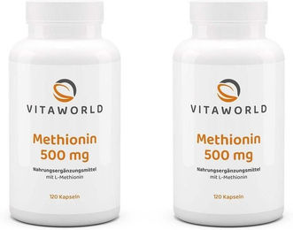 Vita-World Methionin 500 mg Kapseln vegan 120 Stück – Bild 1 von 1
