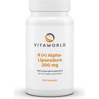 Produktbild von Vita World R (+) Alpha-Liponsäure 200 mg Kapseln vegan glutenfrei laktosefrei 100 Stück
