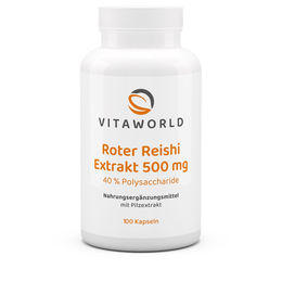 Vita World Roter Reishi Extrakt 500 mg mit 40% Polysacchariden Vegan Kapseln 100 Stück – Bild 1 von 1