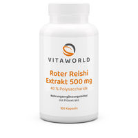 Produktbild von Vita World Roter Reishi Extrakt 500 mg mit 40% Polysacchariden Vegan Kapseln 100 Stück