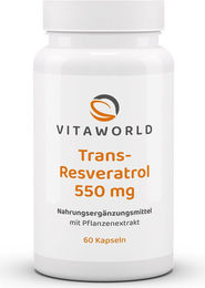 Vita World Trans-Resveratrol 550 mg Kapseln 60 Stück vegan laktosefrei vegetarisch – Bild 1 von 1
