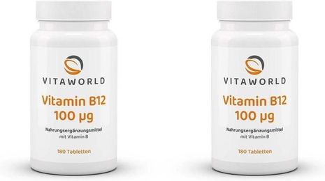 Vita-World Vitamin B12 100 µg Tabletten 180 Stück vegan glutenfrei laktosefrei – Bild 1 von 1