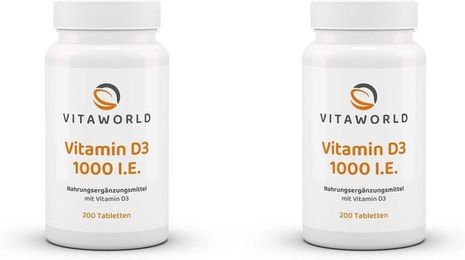 Vita-World Vitamin D3 1000 I.E. Tabletten glutenfrei und laktosefrei – Bild 1 von 1