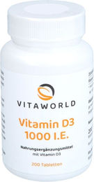 Vita World Vitamin D3 1000 IE Tabletten 200 Stück glutenfrei und laktosefrei – Bild 1 von 1