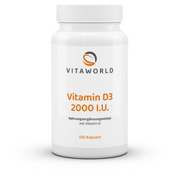 Vita World Vitamin D3 2000 I.U. Kapseln vegetarisch glutenfrei laktosefrei 100 Stück – Bild 1 von 1