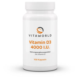 Vita World Vitamin D3 4000 I.U. Kapseln vegetarisch glutenfrei laktosefrei 100 Stück – Bild 1 von 1