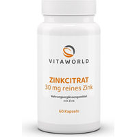 Produktbild von Vita World Zinkcitrat 30 mg Kapseln 60 Stück vegan glutenfrei laktosefrei