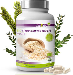 Vita2You Bio Flohsamenschalen Kapseln vegan ohne Zusatzstoffe 360 Stück – Bild 1 von 6