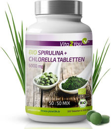 Vita2You Bio Spirulina und Chlorella Superfood-Mischung Tabletten ohne Zusatzstoffe – Bild 1 von 4