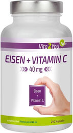 Vita2You Eisen Kapseln 40 mg vegan und vegetarisch 240 Stück – Bild 1 von 4