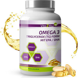 Vita2You Omega 3 Kapseln mit 1000 mg Triglycerid Form EPA und DHA 365 Stück – Bild 1 von 4