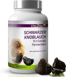 Vita2You Schwarzer Knoblauch Extrakt 750 mg Kapseln vegan vegetarisch 180 Stück – Bild 1 von 4