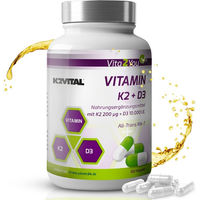 Produktbild von Vita2You Vitamin K2+D3 Kapseln mit 10.000 IE Vitamin D3 und 200 µg Vitamin K2, 180 Kapseln