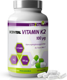 Vita2You Vitamin K2 MK-7 100 µg Kapseln vegan und vegetarisch 120 Stück – Bild 1 von 4