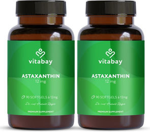 Vitabay Astaxanthin 12 mg Kapseln vegan glutenfrei laktosefrei 180 Stück – Bild 1 von 4