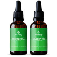 Produktbild von Vitabay Chlorophyll Tropfen 200 ml mit Weizengras, Alfalfa und Chlorella Superfood-Mischung