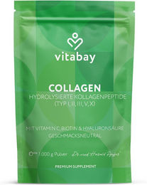 Vitabay Collagen Peptid Pulver Typ I, II, III mit Hyaluronsäure, Vitamin C und Biotin 1000 g – Bild 1 von 2