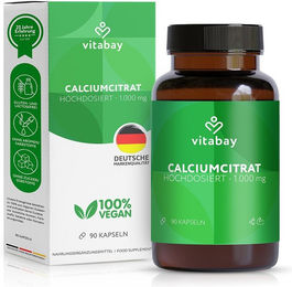 Vitabay CV Calciumcitrat 1000 mg Kapseln vegan hochdosiert – Bild 1 von 3