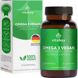 Vitabay CV Omega-3 vegan Kapseln 1100 mg mit 600 mg DHA und 300 mg EPA – Bild 1 von 4