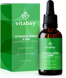 Vitabay DEKA Öl Vitamin D3 K2 A E 5000 IE Tropfen 60 ml vegan ohne Zusatzstoffe – Bild 1 von 3