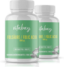 Vitabay Folsäure Tabletten vegan für Schwangere und Stillende 1000 mcg 480 Stück – Bild 1 von 3