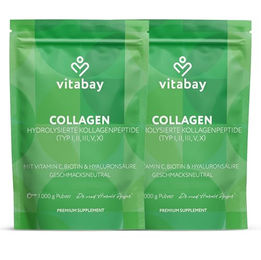 Vitabay Kollagen Pulver Komplex 2x1 kg Hochdosiert mit Typ I, II und III Kollagen ohne Zusatzstoffe – Bild 1 von 5